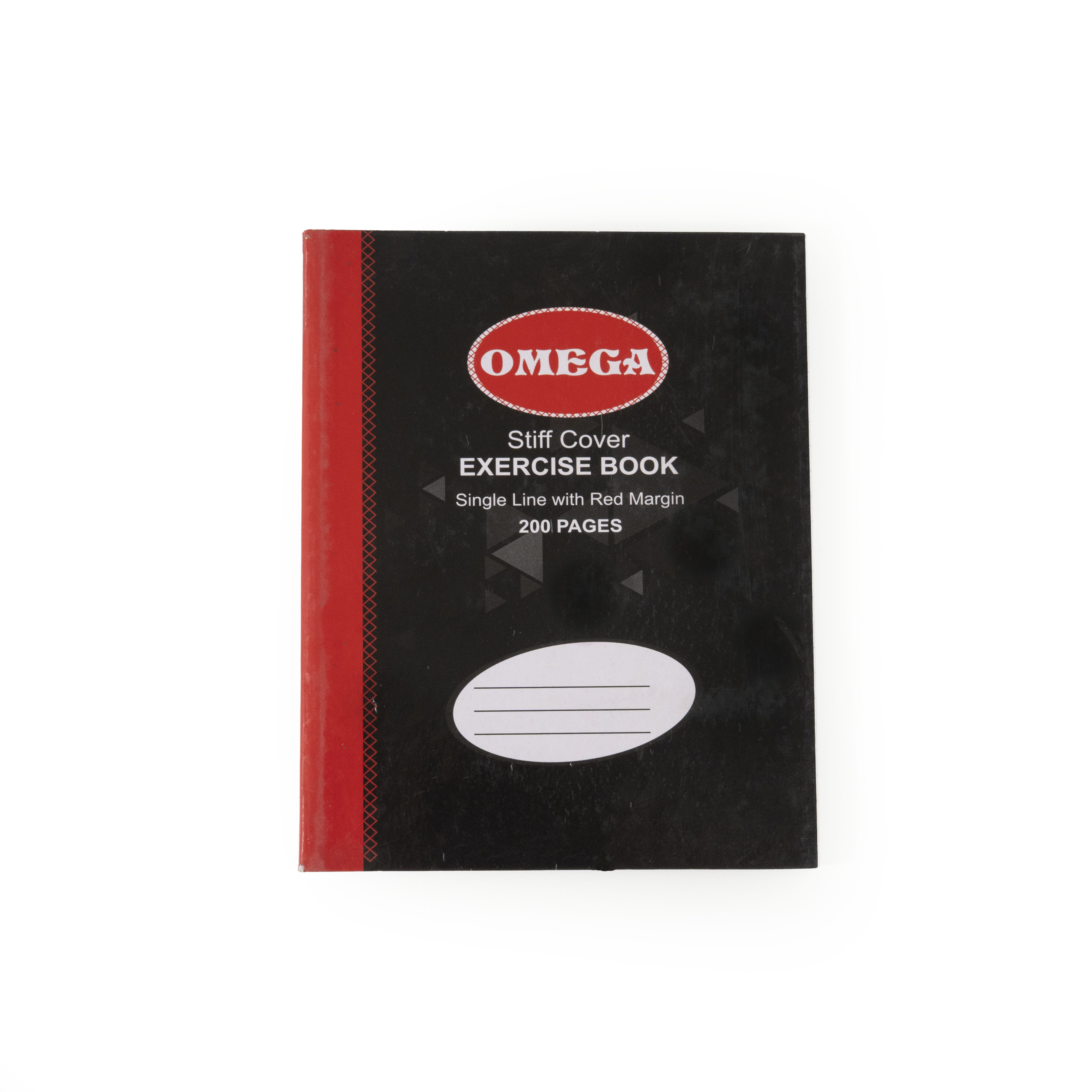 Omega Stiff Cover exercise book, 200 pages, single line with red margin